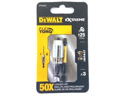 DT70538T DEWALT 2X ŠROUBOVACÍ BIT T25, 57MM + MAGNETICKÝ DRŽÁK TORSION