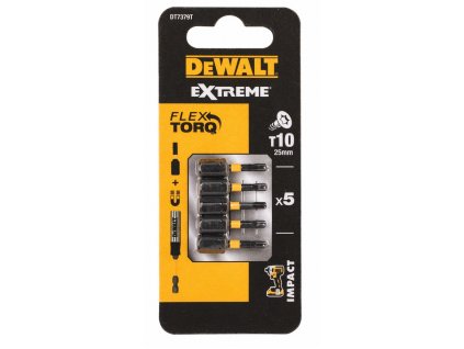 DT7379T DEWALT 5DÍLNÁ SADA BITŮ T10, 25MM, EXTREME TORSION