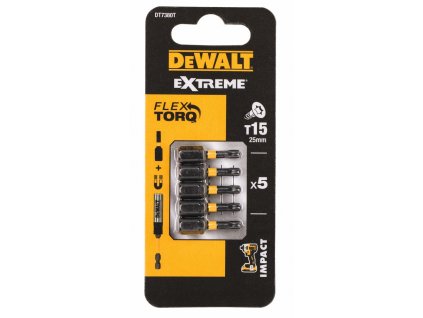 DT7380T DEWALT 5DÍLNÁ SADA BITŮ T15, 25MM, EXTREME TORSION