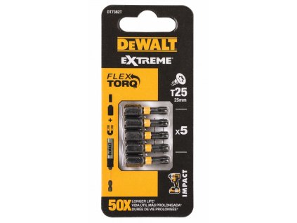 DT7382T DEWALT 5DÍLNÁ SADA BITŮ T25, 25MM, EXTREME TORSION