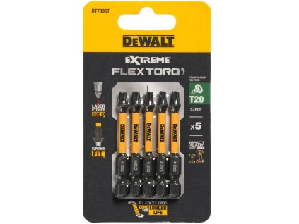 DT7395T DeWALT Sada bitů 5 ks, 57MM, TORX 20, EXTREME Torsion