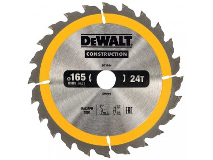 DT1934 DEWALT PILOVÝ, DEMOLIČNÍ KOTOUČ 165x20mm, 24 ZUBŮ, ATB 10°, UNIVERZÁLNÍ TENKÉ ZUBY