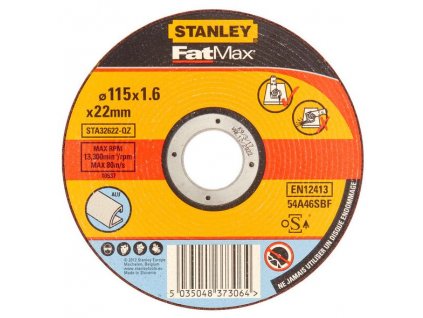 STA32622 STANLEY FATMAX ŘEZNÝ KOTOUČ ⌀115 X 22,2MM X 1,6MM NA HLINÍK