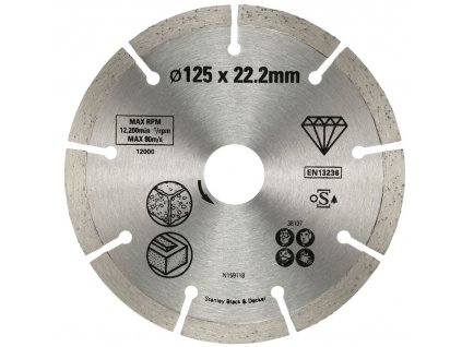 STA38107 STANLEY FATMAX DIAMANTOVÝ SEGMENTOVÝ KOTOUČ ⌀125 X 22,2MM NA BETON/CIHLY