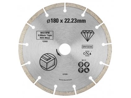 STA38112 STANLEY FATMAX DIAMANTOVÝ SEGMENTOVÝ KOTOUČ ⌀180 X 22,2MM NA BETON/CIHLY