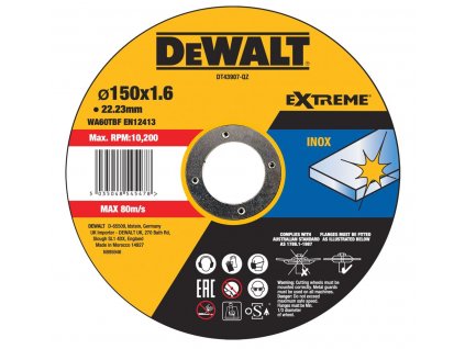DT43907 DEWALT ŘEZNÝ KOTOUČ 150 X 22,23 X 1,6MM NEREZ OCEL