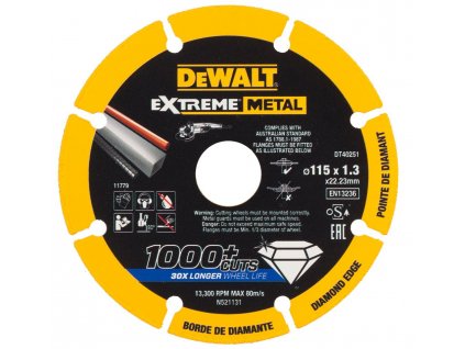 DT40251 DEWALT DIAMANTOVÝ KOTOUČ EXTREME METAL 115 X 22.23 X 1,3 MM