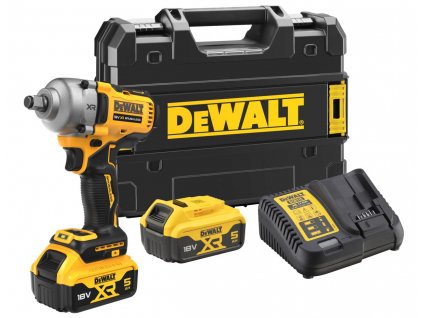 DCF891P2T DEWALT 18VOLT AKU BEZUHLÍKOVÝ RÁZOVÝ UTAHOVÁK 1/2" , 813Nm, 2 X BATERIE 5,0 AH, NABÍJEČKA, KUFR T-STAK