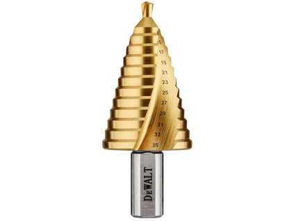 DT90247 DEWALT 5 - 35 MM TITANOVÝ STUPŇOVITÝ VRTÁK, PROTIPROKLUZOVÁ STOPKA O PRŮMĚRU 12,7 MM