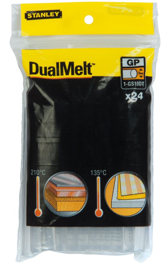 1-GS10DT STANLEY DVOUTEPLOTNÍ TAVNÉ LEPIDLO V TYČINKÁCH 7X100MM, 24KS
