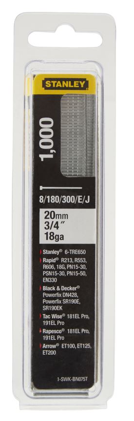 1-SWKBN075T STANLEY KOLÁŘSKÉ HŘEBÍČKY 8/300/E/J, 20MM, 1000KS