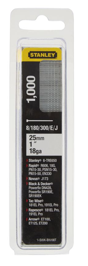 1-SWKBN100T STANLEY KOLÁŘSKÉ HŘEBÍČKY 8/300/E/J, 25MM, 1000KS