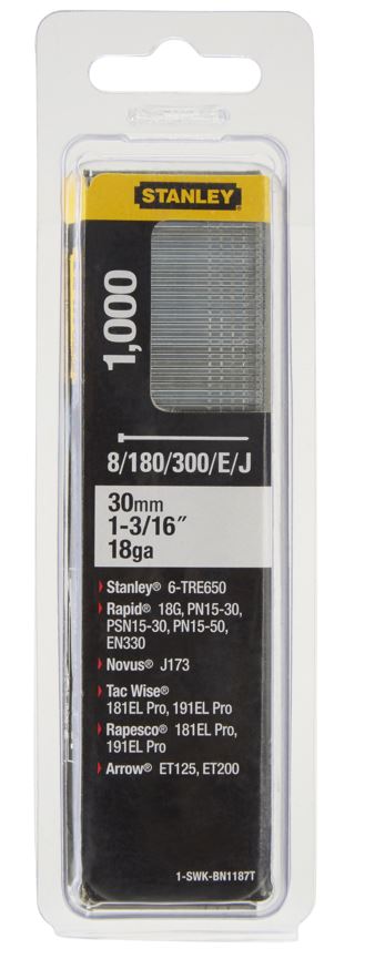 1-SWKBN1187T STANLEY KOLÁŘSKÉ HŘEBÍČKY 8/300/E/J, 30MM, 1000KS