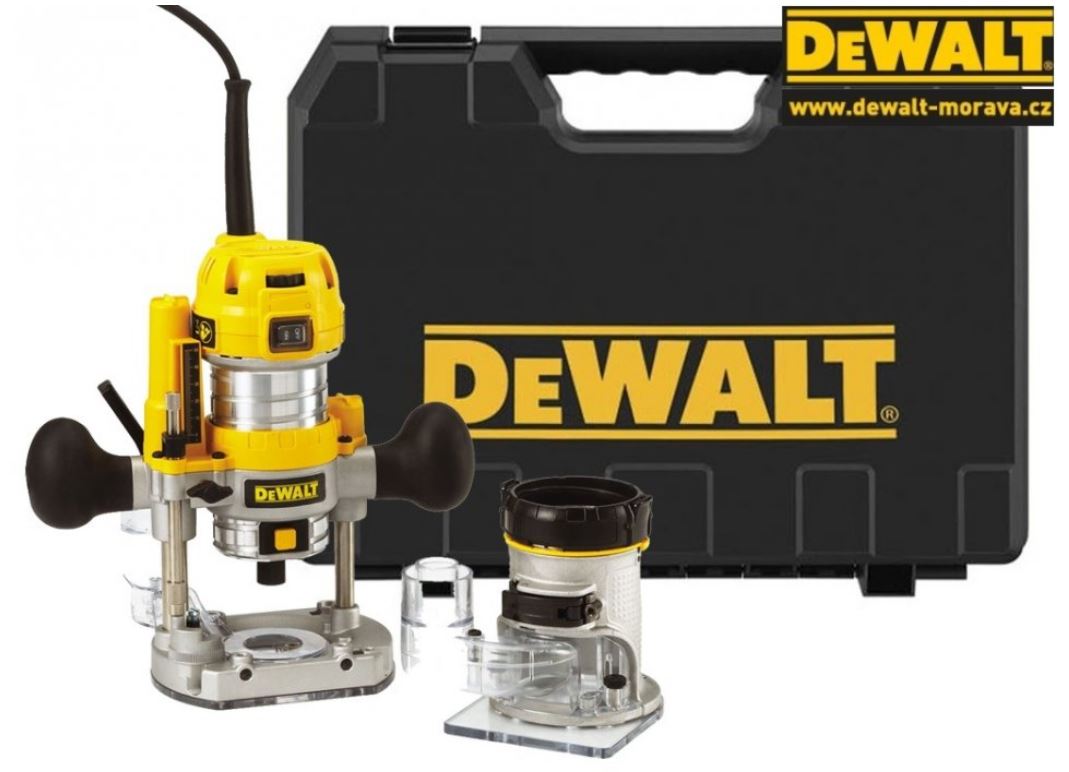 D26204K DeWALT HORNÍ FRÉZKA 2V1, PONORNÁ A OHRAŇOVACÍ FRÉZKA S KLEŠTINOU MAX 8MM, KUFR