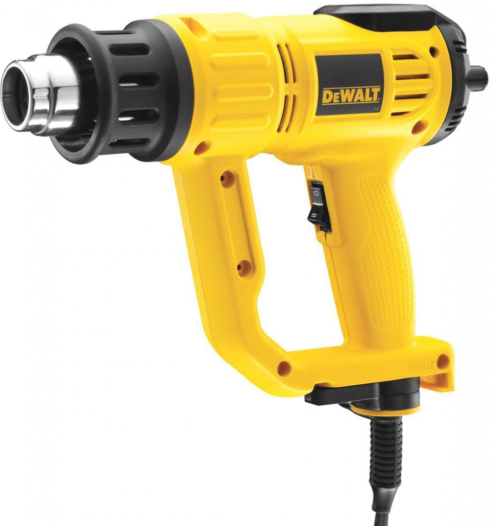 D26414 DeWALT HORKOVZDUŠNÁ PISTOLE 50-600°, 2 000W S DIGITÁLNÍM UKAZATELEM TEPLOTY A PŘÍSLUŠENSTVÍ