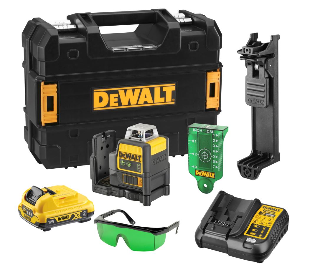 DCE0811D1G DeWALT Aku křížový zelený laser 2x360° 10,8V, 1x2,0Ah XR Li-Ion