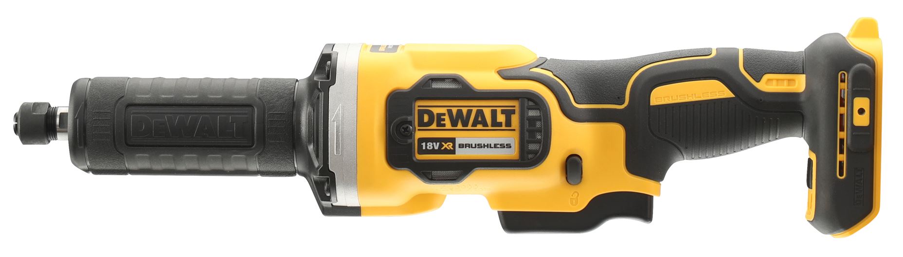 DCG426N DeWALT AKU 18V BEZUHLÍKOVÁ Přímá bruska, 6 mm kleština , příkon 1 000 W, BEZ AKUMULÁTORU I NABÍJEČKY, ULOŽENÉ V KAR. KRABICI