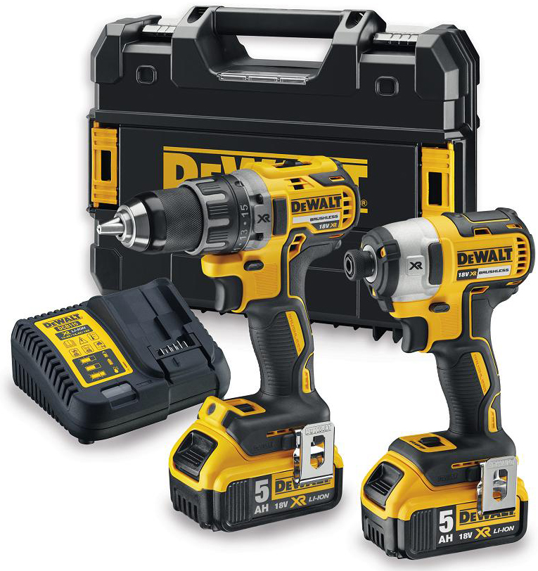 DCK268P2T DeWALT 18 VOLT AKU BEZUHLÍKOVÁ KOMBO SADA VRTAČKA/ŠROUBOVÁK DCD791 A RÁZOVÝ UTAHOVÁK 1/4