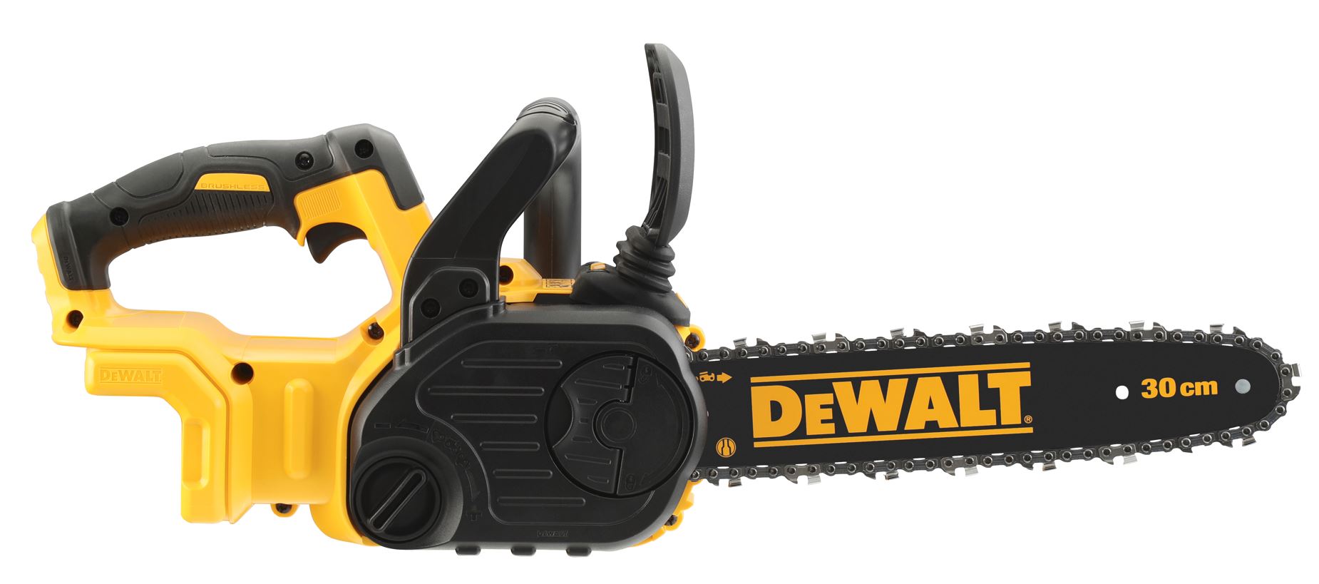 DCM565N DEWALT 18 V AKU ŘETĚZOVÁ PILA , 30CM LIŠTA OREGON, BEZ BATERIE A NABÍJEČKY, ULOŽENO V KART. KRABICI