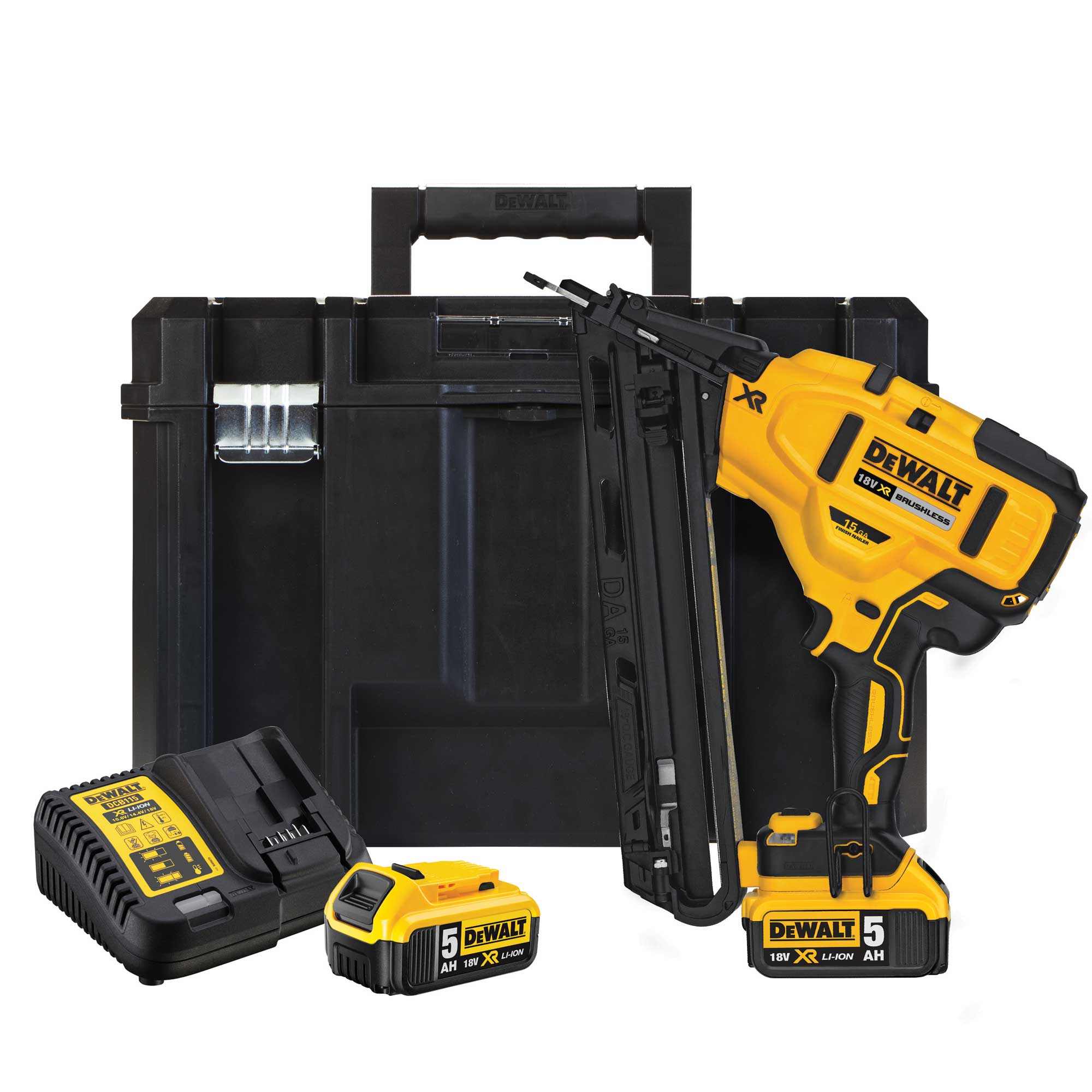 DCN650P2 DEWALT AKU 18VOLT HŘEBÍKOVAČKA DOKONČOVACÍ PRO HŘEBÍČKY SÍLY 1,8MM, DÉLKY 32 - 63 MM, 2 X 5,0 AH XR LI-ION, NABÍJEČKA, V KUFRU T-STAK
