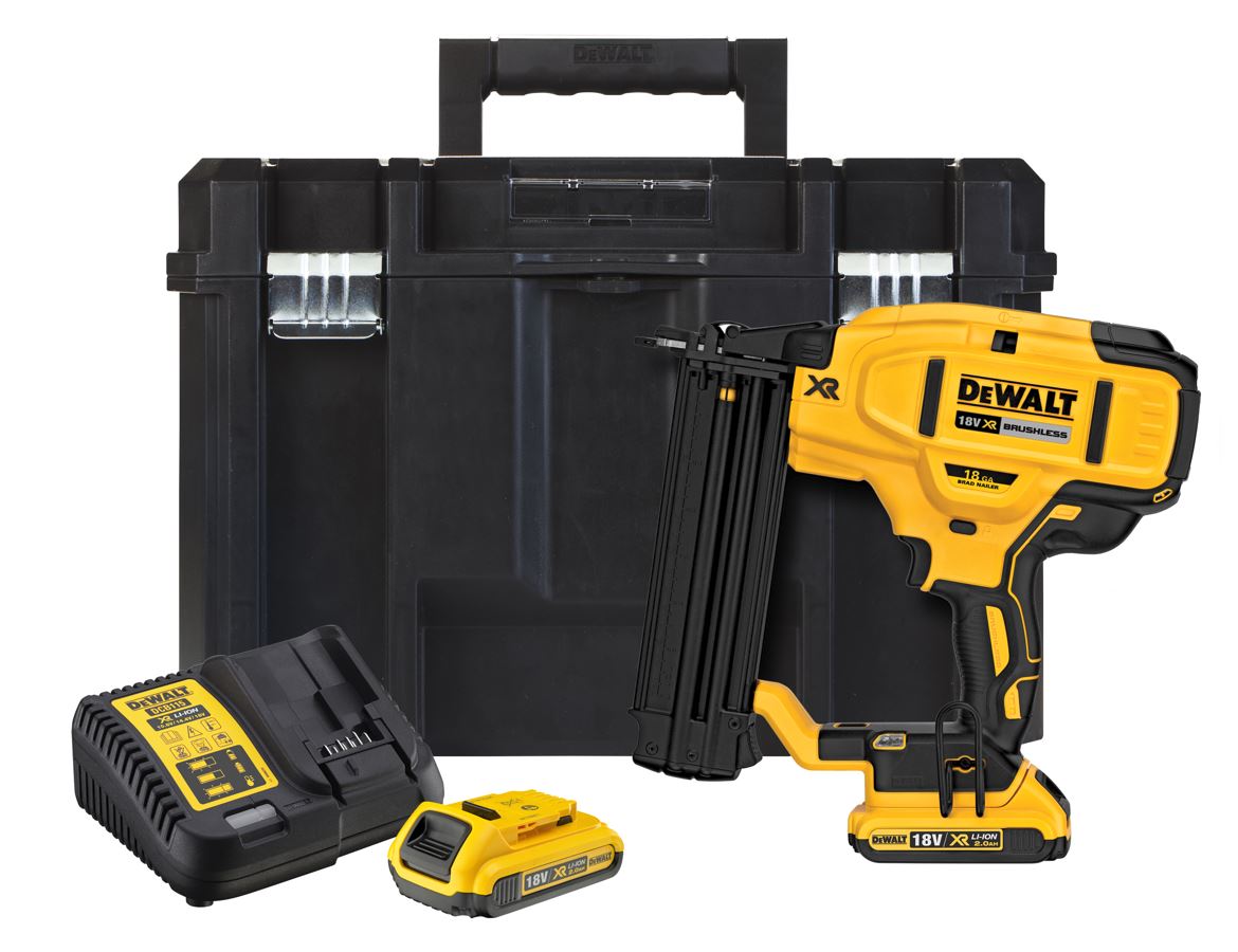 DCN680D2 DEWALT AKU DOKONČOVACÍ BEZUHLÍKOVÁ HŘEBÍKOVAČKA 18volt, 2x 2,0Ah pro kolářské hřebíčky průměr 1,25mm , T-hlavičky 15-54mm