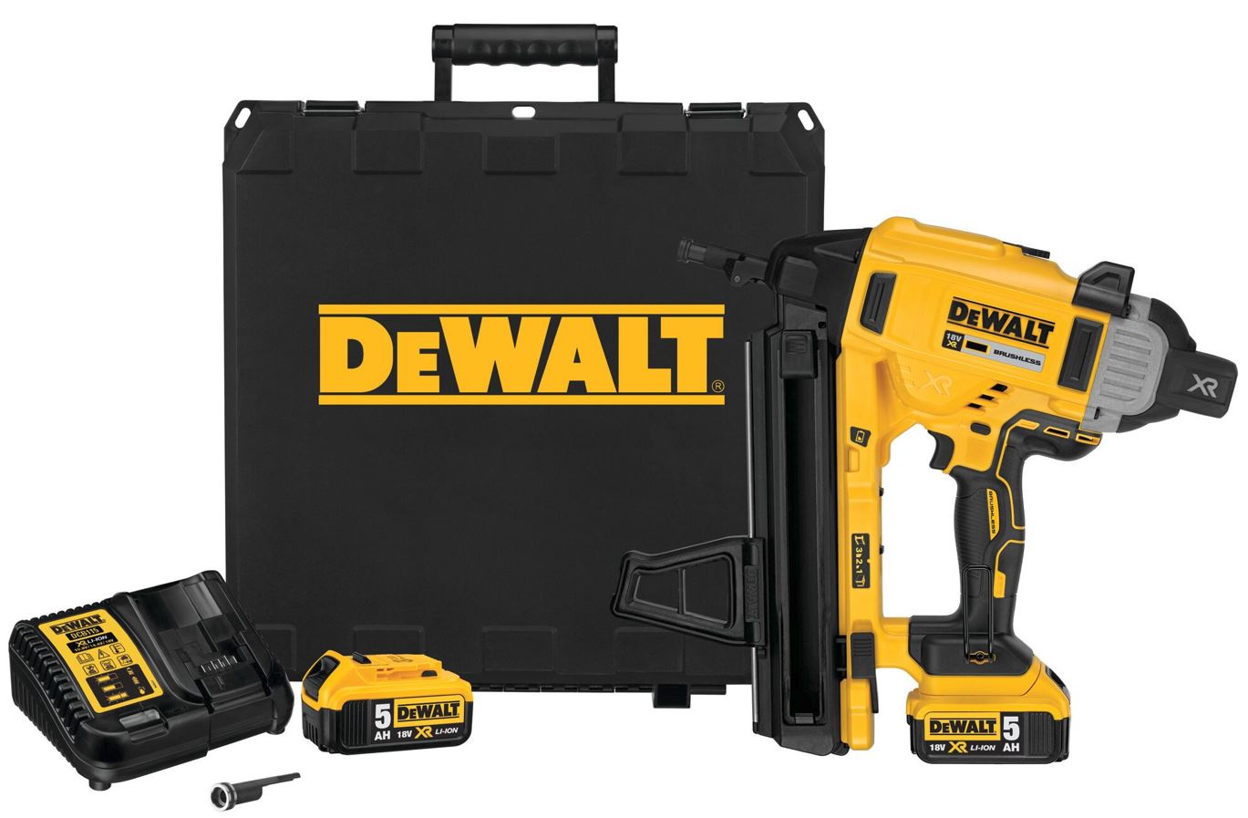 DCN890P2 DEWALT AKU BEZUHLÍKOVÁ HŘEBÍKOVAČKA DO BETONU 18VOLT, 2 x 5,0Ah PRO HŘEBÍKY PRŮMĚRU 2,6 - 3,7mm A DÉLKY 13 - 57mm