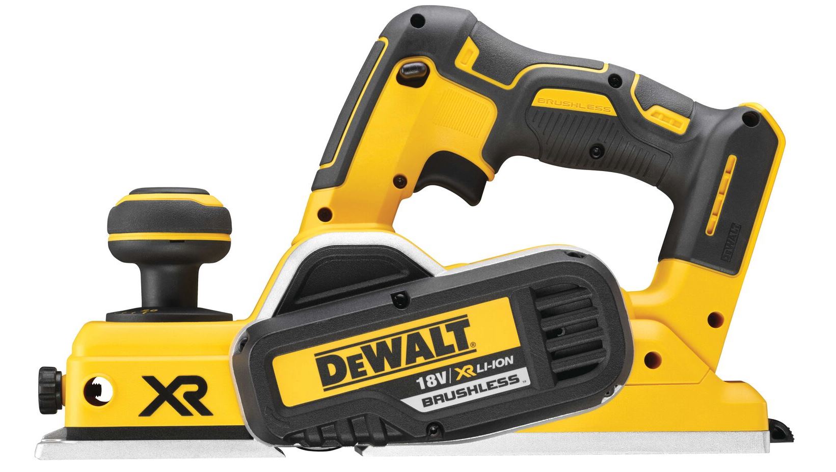 DCP580N DEWALT AKU 18 V BEZUHLÍKOVÝ HOBLÍK, 82mm, 0-2mm ÚBĚR, V KARTONOVÉ KRABICI, BEZ BATERIE A NABÍJEČKY