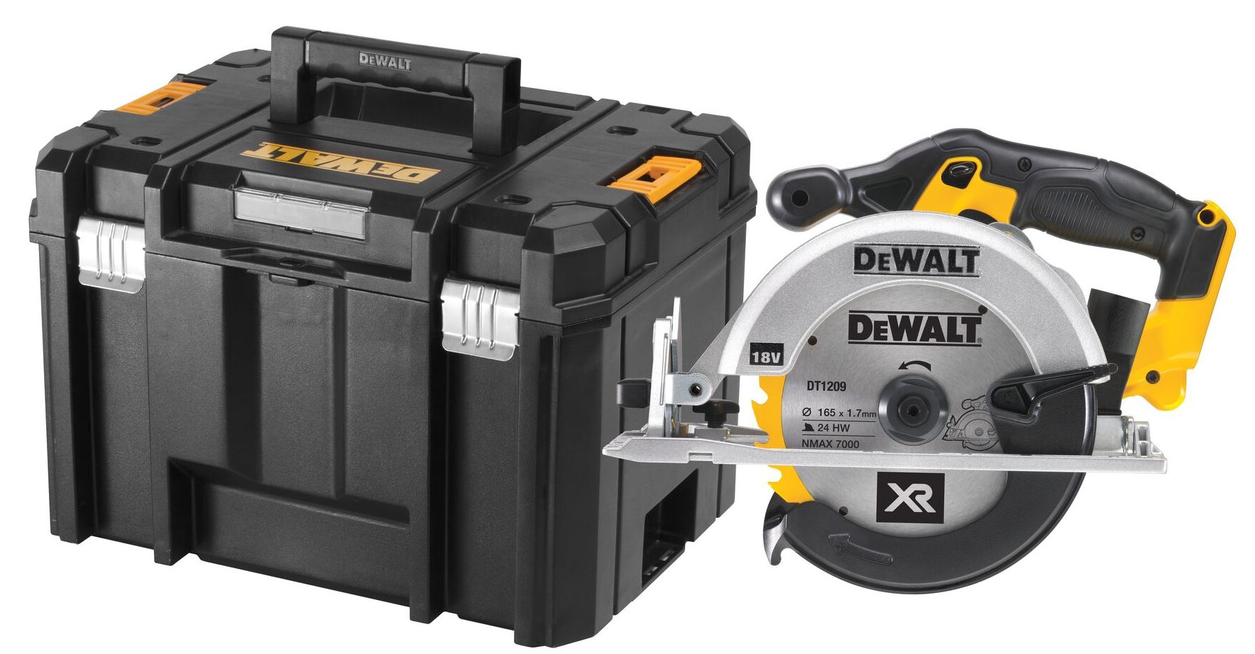 DCS391NT DeWALT 18 VOLT AKU KOTOUČOVÁ PILA 165MM, 55M PROŘEZ, BEZ BATERIE A NABÍJEČKY, KUFR T-STAK