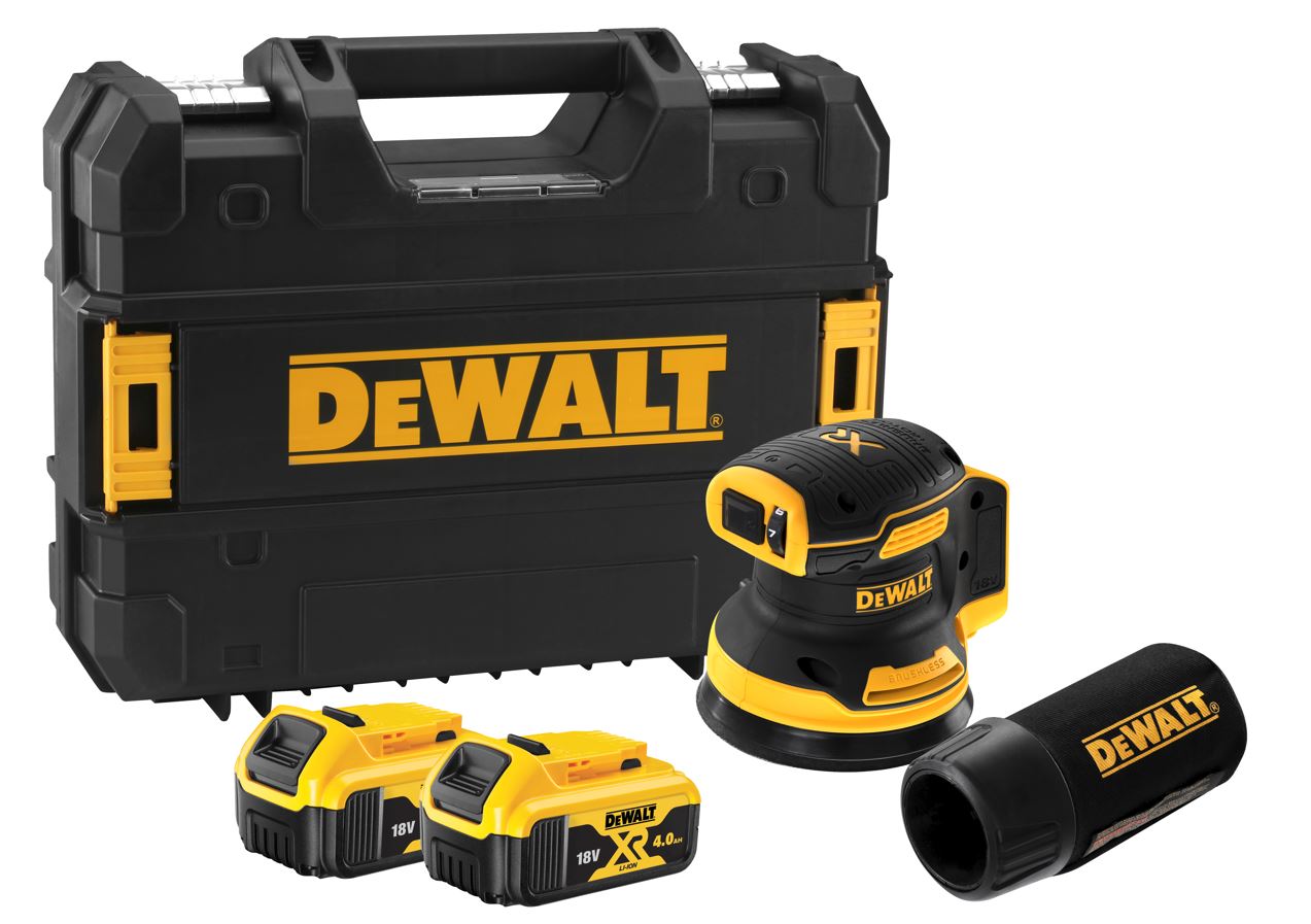 DCW210P2 DEWALT 18V AKU EXCENTRICKÁ BRUSKA 125MM, 2X5,0AH, NABÍJEČKA, KUFR T-STAK