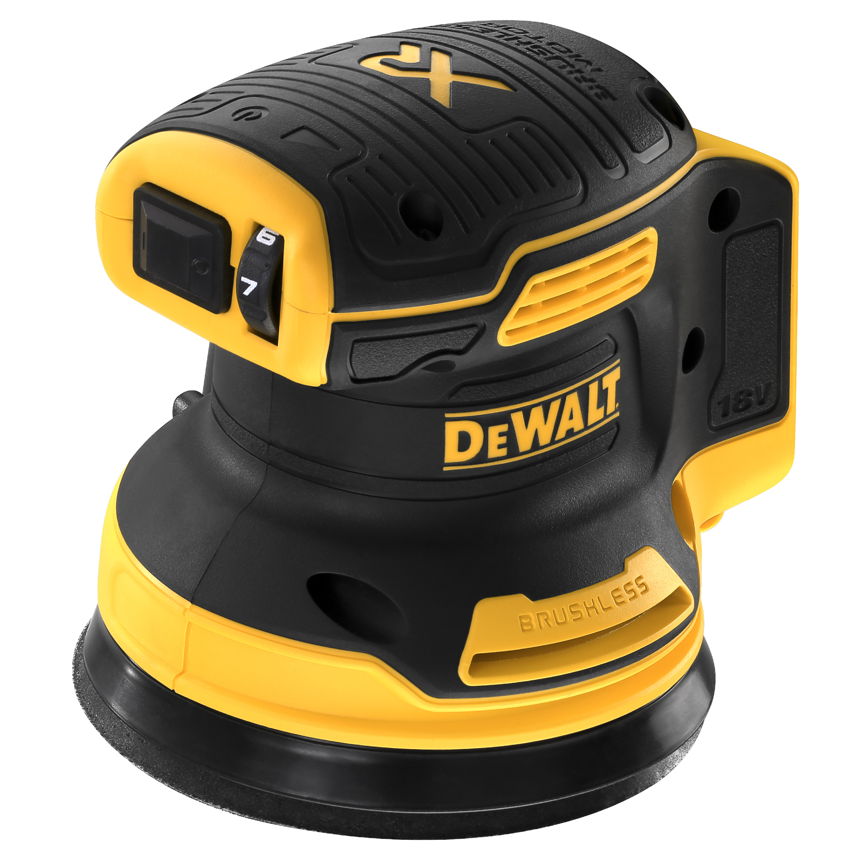 DCW210N DEWALT 18V AKU EXCENTRICKÁ BRUSKA 125MM, BEZ BATERIE A NABÍJEČKY, V KRABICI