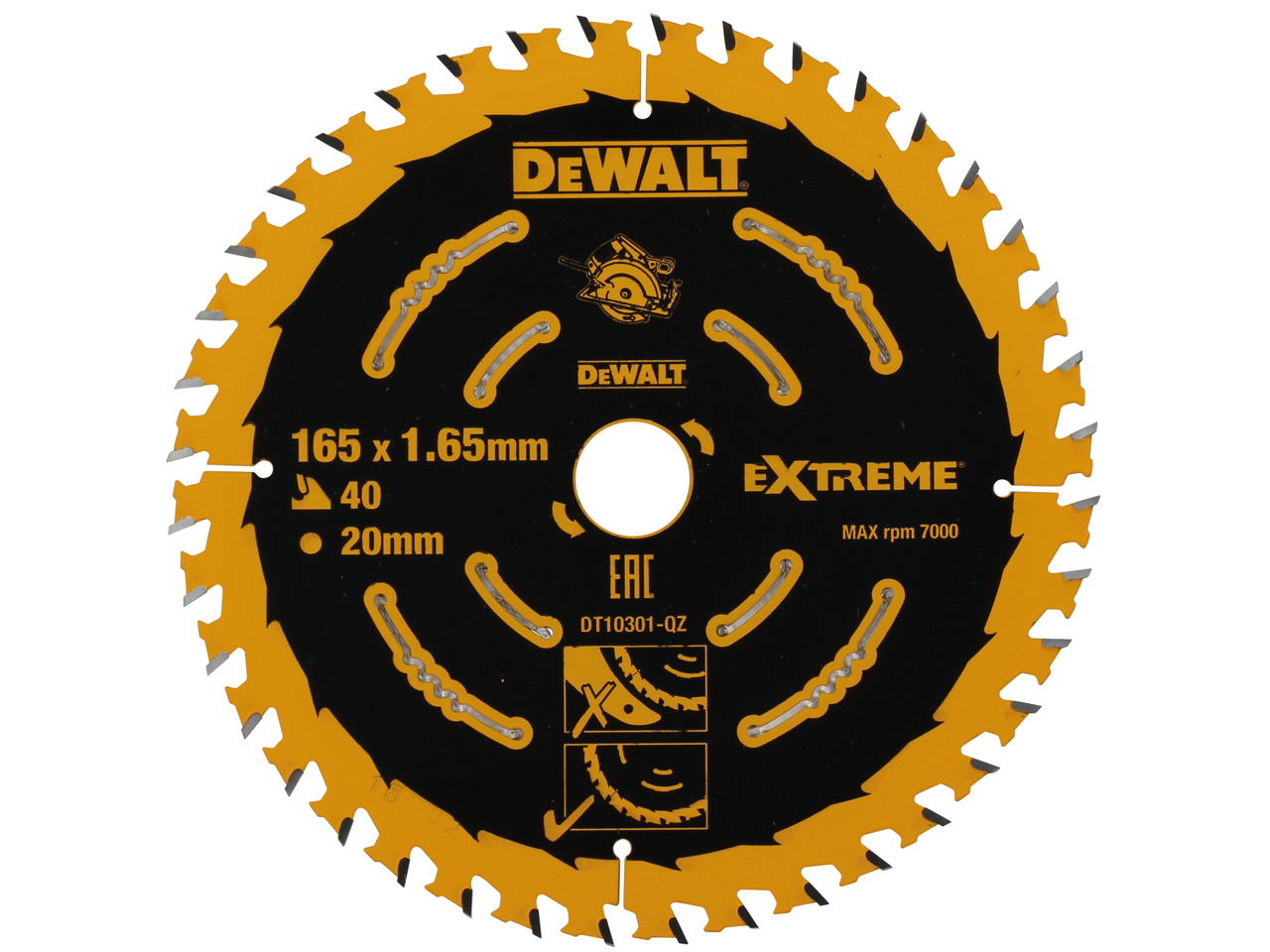 DT10640 DeWALT Pilový kotouč pro aku pily 165 x 20 mm, 40 zubů, ATB +20°, jemný řez