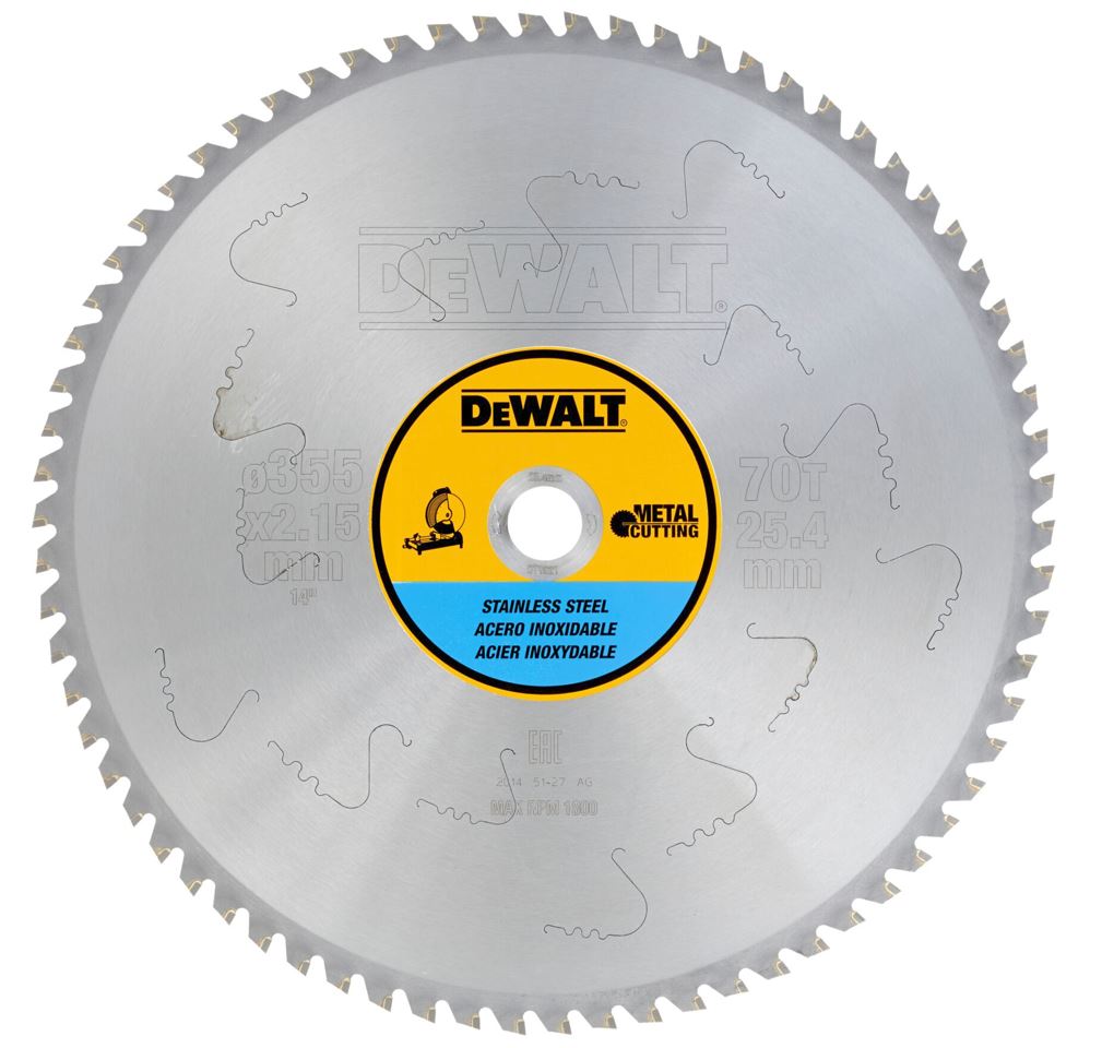 DT1921 DEWALT PILOVÝ KOTOUČ 355 X 25,4 MM, 70 ZUBŮ, NA NEREZOVOU OCEL
