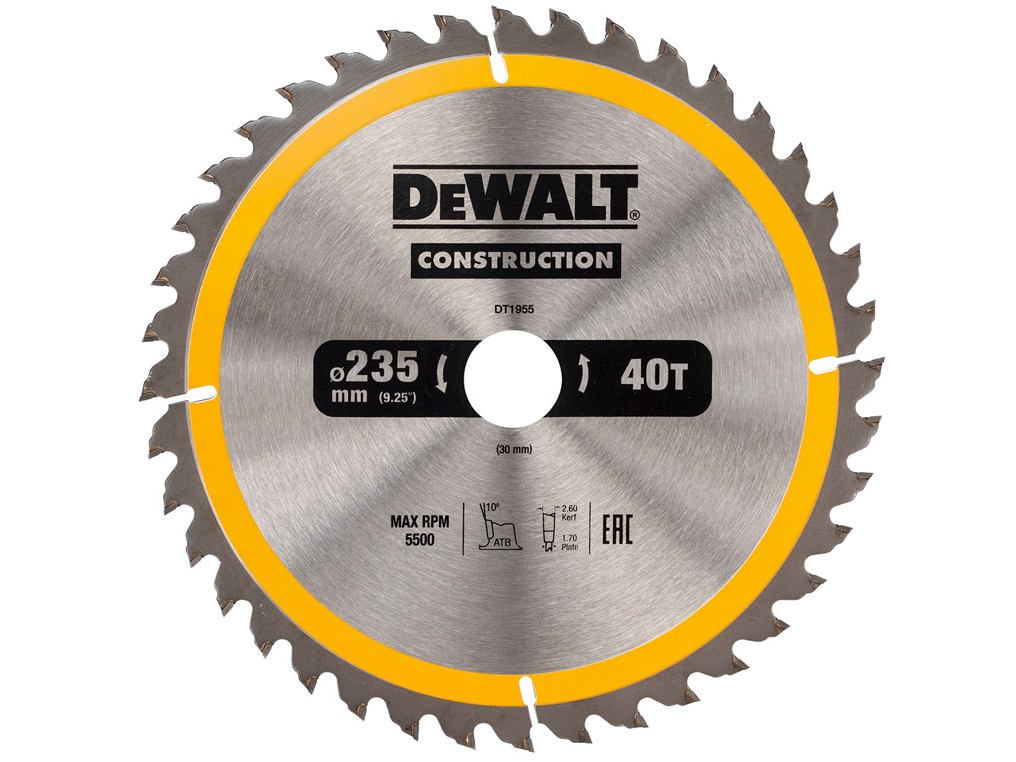 DT1955 DeWALT Pilový kotouč 235x30mm, 40 zubů, ATB 10°, univerzální řez