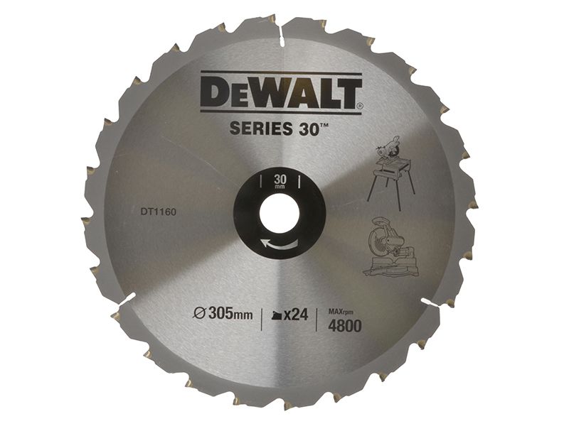 DT1958 DEWALT PILOVÝ KOTOUČ 305x30MM, 24ZUBŮ, ÚHEL BROUŠENÍ ZUBU ATB -5°