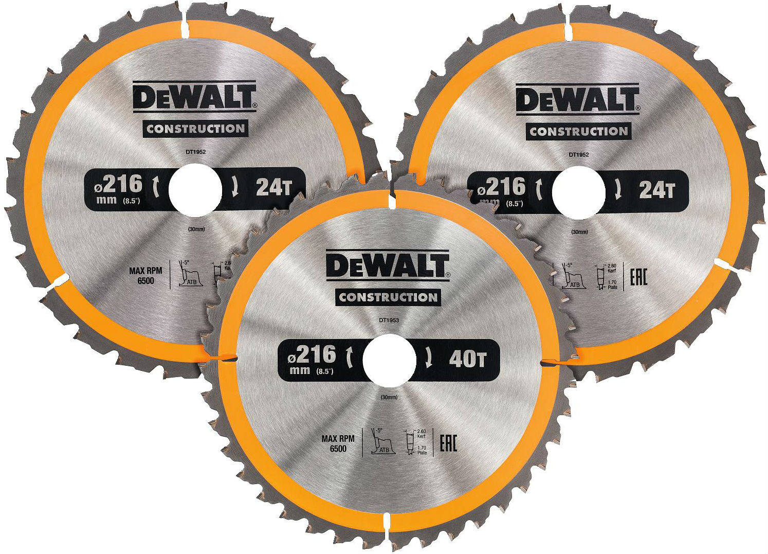 DT1962 DEWALT SADA 3KS PILOVÝCH KOTOUČŮ 216 X 30mm příslušenství k vrtačkám od výrobce Dewalt DT1962 DEWALT SADA 3KS PILOVÝCH KOTOUČŮ 216 X 30mm