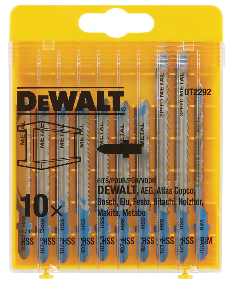 DT2292 DeWALT 10-ti dílná sada pilových plátků na kov (T118A, T118C, T118EOF, T118B, T127D)