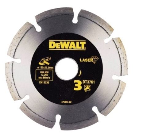DT3761 DEWALT DIAMANTOVÝ LASER KOTOUČ PRO TVRDÉ MATERIÁLY / ŽULU - MOKRÉ A SUCHÉ ŘEZÁNÍ 125x22,2MM