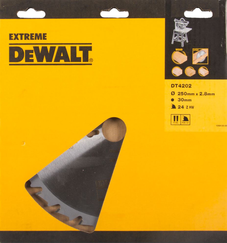 DT4202 DEWALT Pilový kotouč pro pily s radiálním ramenem 250x30mm 24zubů, FT/DL 10°, rychlý podelný řez