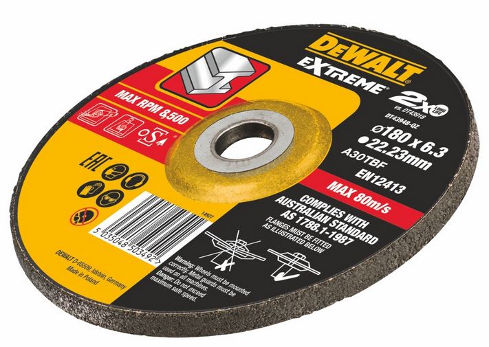 DT43938 DeWALT PLOCHÝ EXTREME KOTOUČ 180 X 22,2 X 1,6MM TYPE 1 PRO ŘEZÁNÍ NEREZOVÉ OCELI
