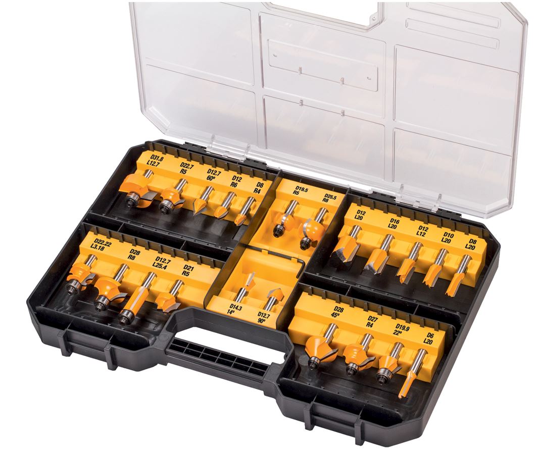 DT90017 DEWALT 22DÍLNÁ SADA FRÉZ Ø 8 MM