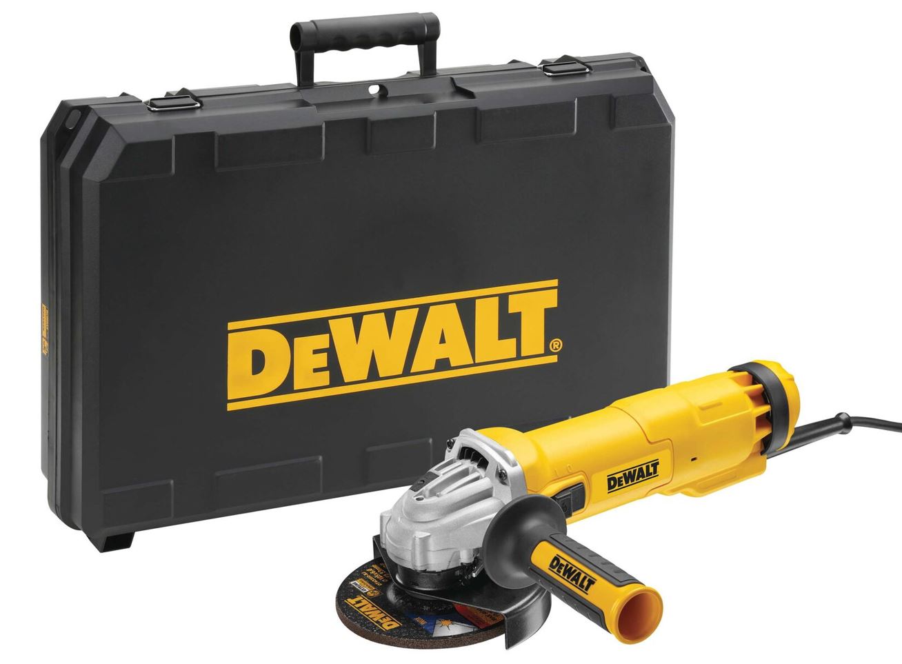 DWE4217KD DeWALT Úhlová bruska 125mm s kufrem a kotoučem, 1200W