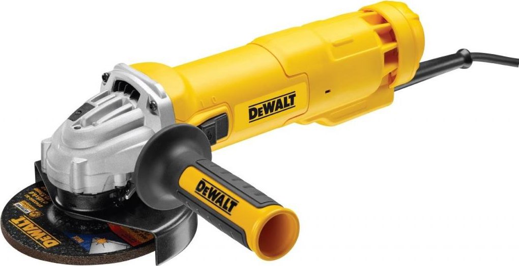 DWE4227 DeWALT ÚHLOVÁ BRUSKA 125mm 1 200W, S BOČNÍM BEZNAPĚŤOVÝM SPÍNAČEM
