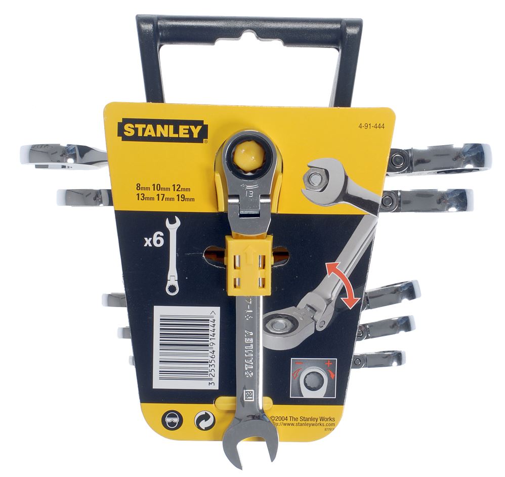 4-91-444 STANLEY 6DÍLNÁ SADA KLOUBOVÝCH RÁČNOVÝCH OČKOPLOCHÝCH KLÍČŮ