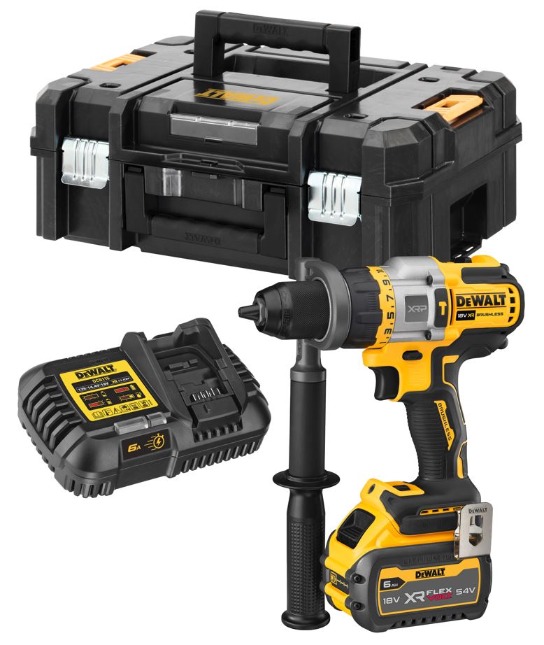DCD999T1 DEWALT AKU 18V XRP FLEXVOLT ADVANTAGE PŘÍKLEPOVÁ VRTAČKA, 1 X 6,0 AH, NABÍJEČKA, KUFR T-STAK