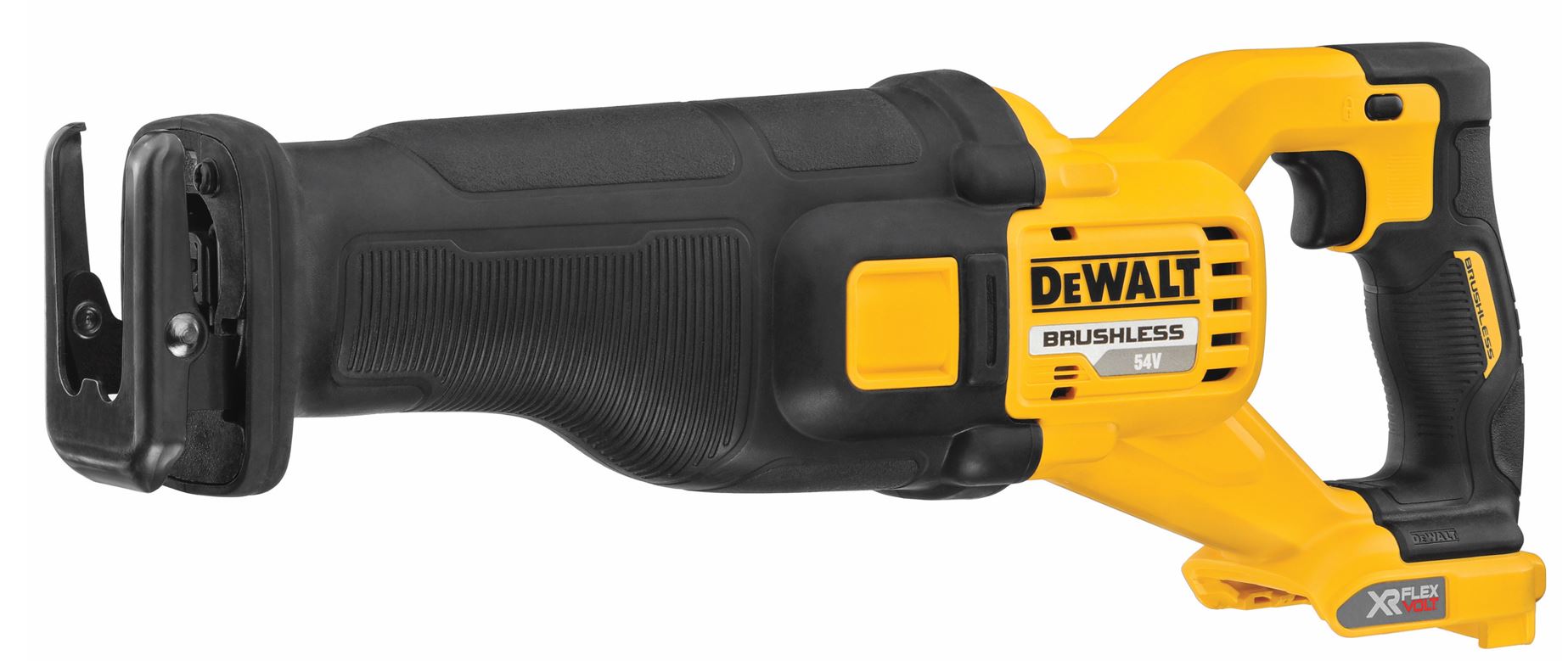 DCS389N DEWALT 54V XR AKU FLEXVOLT BEZUHLÍKOVÁ MEČOVÁ PILA, BEZ BATERIE A NABÍJEČKY, V KARTONOVÉ KRABICI