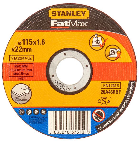 STA32647 STANLEY FATMAX ŘEZNÝ KOTOUČ ⌀115 X 22,2MM X 1,6MM NA NEREZ OCEL