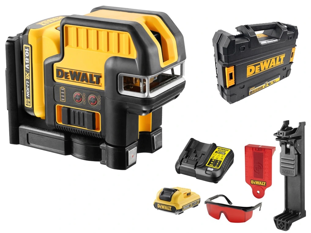 DCE0825D1R DeWALT 10,8V křížový 5-ti bový laser s červeným paprskem 1 x 2,0 Ah