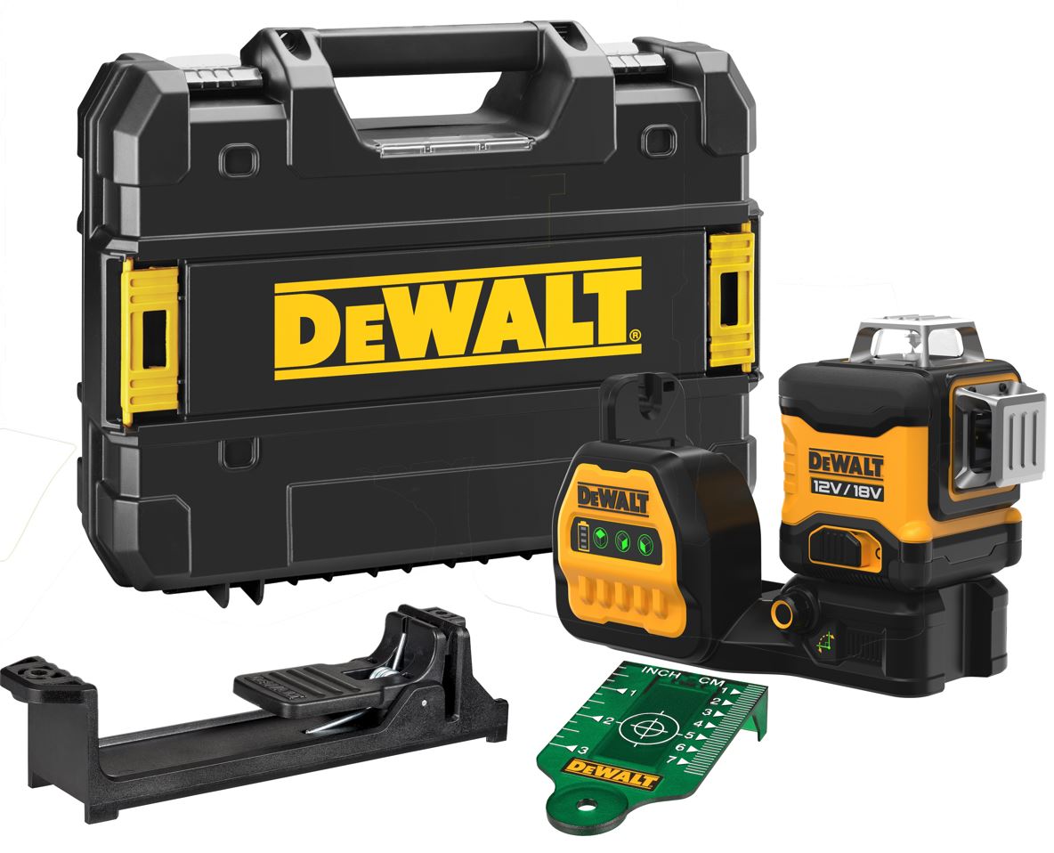 DCE089NG18 DeWALT 12V/18V AKU LASER, 3X ZELENÝ PAPRSEK 360°, BEZ BATERIE A NABÍJEČKY