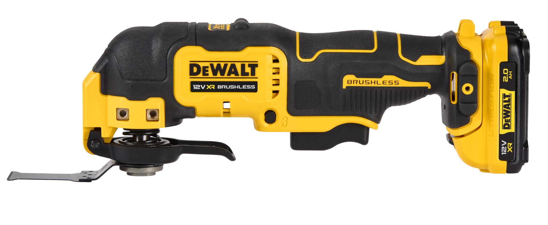 DCS353D2 DEWALT 12V XR AKU BEZUHLÍKOVÁ OSCILAČNÍ MULTIBRUSKA, 2 X 2,0 AH BATERIE, NABÍJEČKA, KUFR T-STAK A 35 KS PŘÍSLUŠENSTVÍ