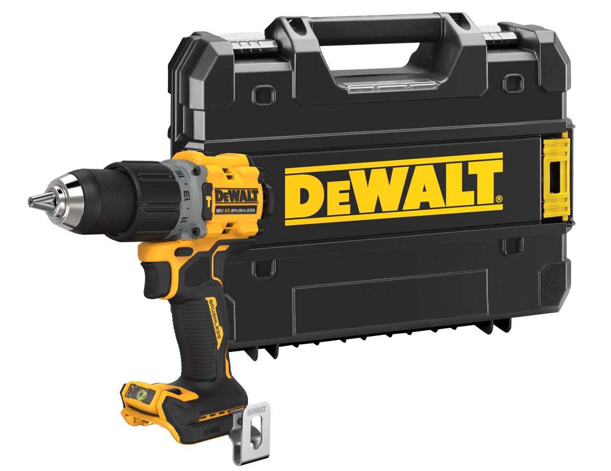 DCD805NT DEWALT 18V XR AKU BEZUHLÍKOVÁ PŘÍKLEPOVÁ VRTAČKA, BEZ BATERIE A NABÍJEČKY, KUFR T-STAK